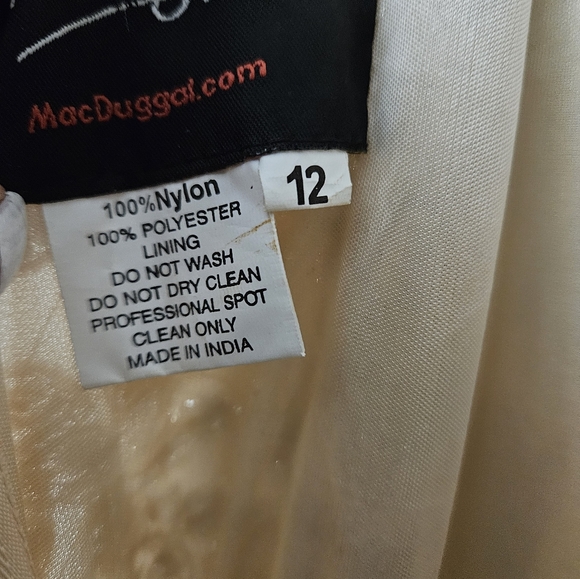 MAC DUGGAL EMBELLISHED FRINGE CAP SLEEVE TRUMPET GOWN PLATINUM PINK 12 NWT - Picture 14 of 16